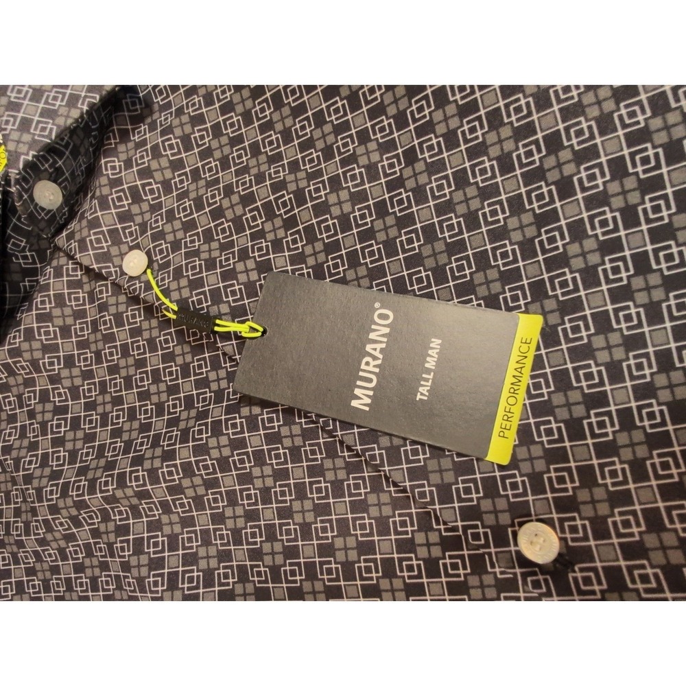 Murano Performance Tall Man Shirt Mens Large Tall LT Black Geometric Button Down - Picture 5 of 8